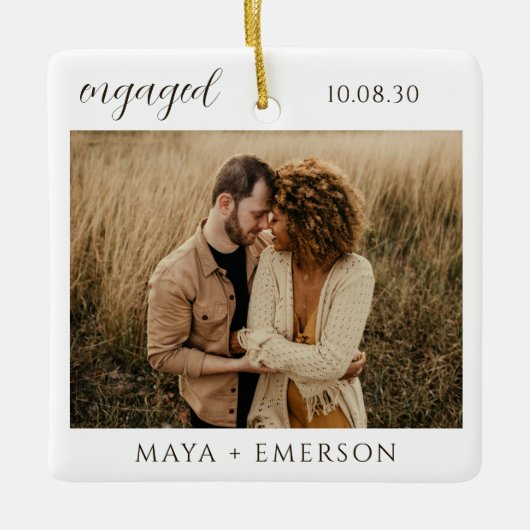 Moderne Script Landelijke Fotobewaarplaats voor Ve Keramisch Ornament (Voorkant)