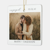 Moderne Script Landelijke Fotobewaarplaats Voor Ve Keramisch Ornament (Links)