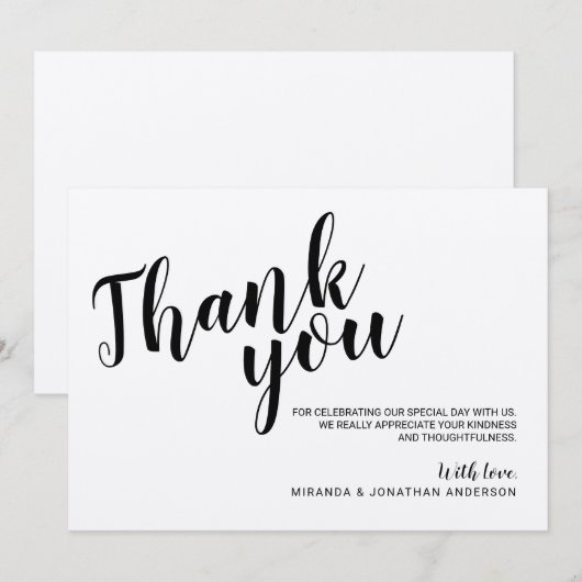 Moderne Script Landelijke Kraft Papier Trouw Dank Kaart (Voorkant / Achterkant)