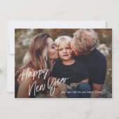 Moderne Script Lettering 2 Foto Nieuwjaar Feestdagenkaart (Voorkant)