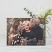 Moderne Script Lettering 2 Foto Nieuwjaar Feestdagenkaart (Staand voorkant)