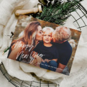 Moderne Script Lettering 2 Foto Nieuwjaar Feestdagenkaart