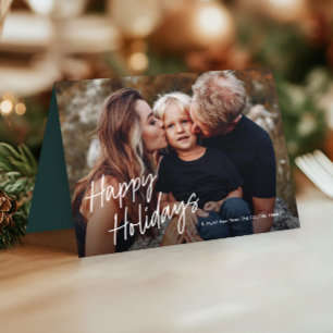Moderne Script Lettering 3 Foto Feestdagen Kaart