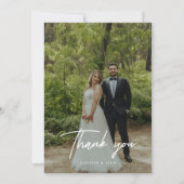 Moderne Script Lettering Huwelijksfoto Bedankkaart (Voorkant)