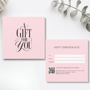 Moderne script lettertype roze QR-code cadeaubon
