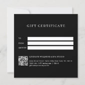 Moderne script lettertype zwarte QR-code cadeaubon (Achterkant)