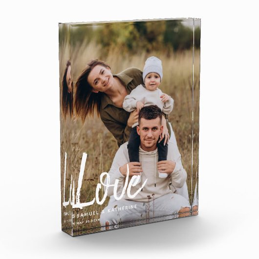 Moderne Script "Liefde" Aangepaste Familie Fotoblokken (Links)