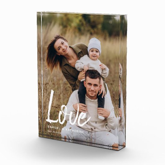 Moderne Script "Liefde" Aangepaste Familie  Fotoblokken (Rechts)