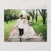 Moderne Script Liefde en Dank Trouwfoto W Briefkaart (Voorkant)