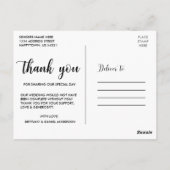 Moderne Script Liefde en Dank Trouwkoppel Briefkaart (Achterkant)