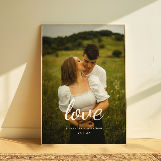 Moderne Script 'Liefde' Huwelijk Koppel Foto Poster