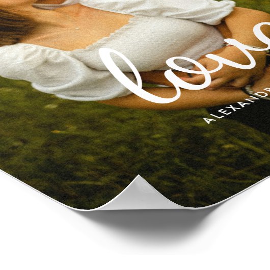 Moderne Script 'Liefde' Huwelijk Koppel Foto Poster (Hoek)