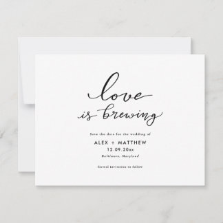 Moderne Script Liefde is in de lucht Save the Date Kaart