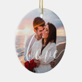 Moderne Script Liefdeskoppel Foto Keramisch Ornament (Rechts)