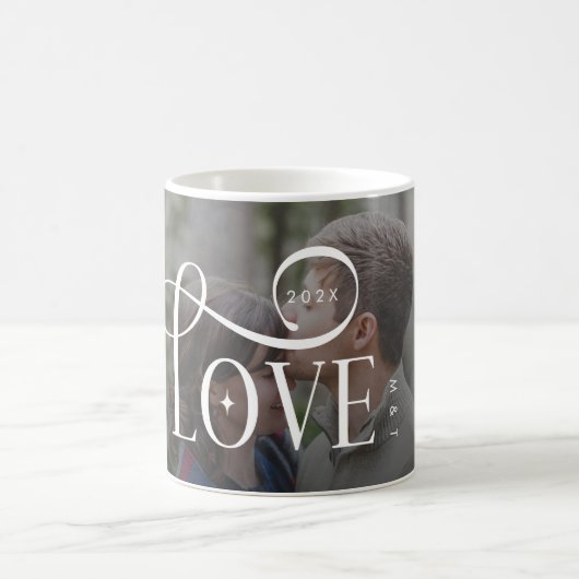 Moderne Script Lieftallige Aangepaste Verloving Fo Koffiemok (Center)
