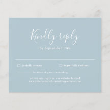 Moderne Script Light Blue Budget Wedding RSVP