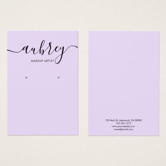 Moderne Script Light Paars Visitekaartje (Voorkant /achterkant)