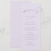 Moderne Script Lila Huwelijksmenu Menu (Voorkant / Achterkant)
