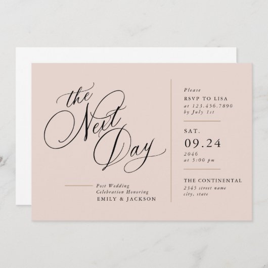 Moderne Script Line Block Trouwkaart Kaart (Voorkant / Achterkant)