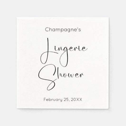Moderne Script Lingerie Bruiloftsfeest Servet (Voorkant)