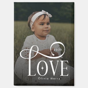 Moderne Script Love Aangepaste Nieuwe Baby Foto Magneet