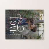 Moderne Script Love Aangepaste Verloving Foto Legpuzzel (Horizontaal)