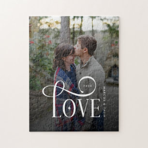 Moderne Script Love Aangepaste Verloving Foto Legpuzzel
