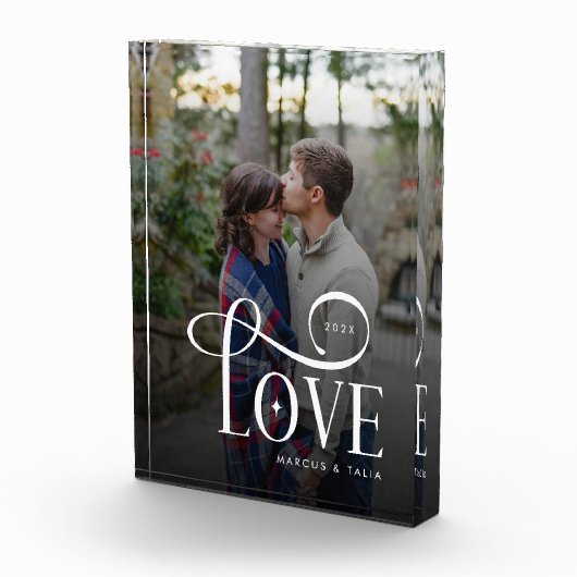 Moderne Script Love Aangepaste Verloving Foto van (Rechts)