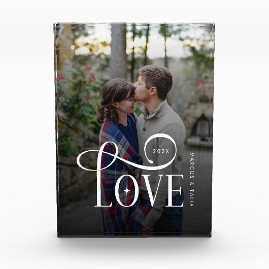 Moderne Script Love Aangepaste Verloving Foto van  (Voorkant)
