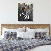 Moderne Script Love Aangepaste Verloving Foto van Canvas Afdruk (Insitu (Slaapkamer))