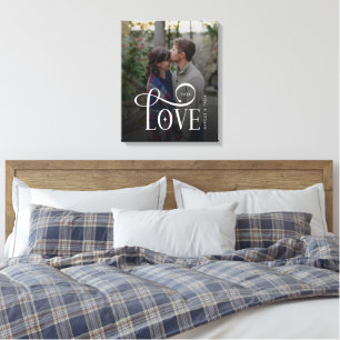 Moderne Script Love Aangepaste Verloving Foto van Canvas Afdruk