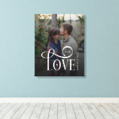 Moderne Script Love Aangepaste Verloving Foto van Canvas Afdruk (Insitu (Houten vloer))