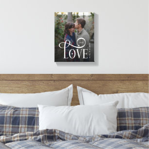 Moderne Script Love Aangepaste Verloving Foto van Canvas Afdruk