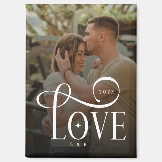 Moderne Script Love Aangepaste Verloving Foto van  Magneet (Voorkant)