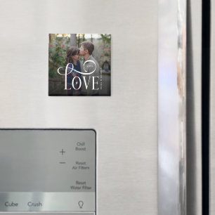 Moderne Script Love Aangepaste Verloving Foto van  Magneet
