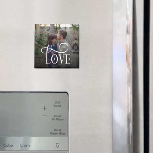 Moderne Script Love Aangepaste Verloving Foto van Magneet (Insitu (Koelkast))