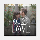 Moderne Script Love Aangepaste Verloving Foto van Magneet (Voorkant)