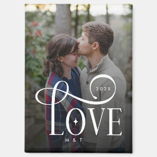 Moderne Script Love Aangepaste Verloving Foto van  Magneet