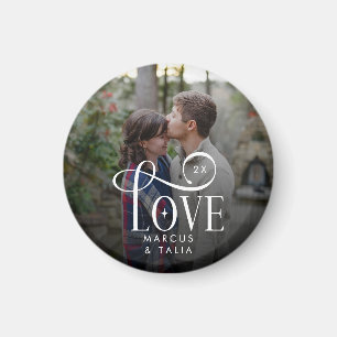 Moderne Script Love Aangepaste Verloving Foto van Magneet