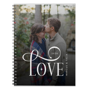 Moderne Script Love Aangepaste Verloving Foto van  Notitieboek