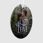 Moderne Script Love Aangepaste Verloving Foto van  Ornament (voorkant)