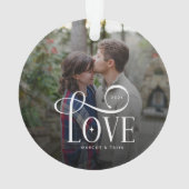 Moderne Script Love Aangepaste Verloving Foto van  Ornament (achterkant)