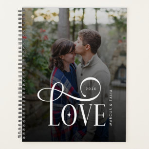 Moderne Script Love Aangepaste Verloving Foto van  Planner
