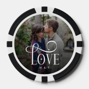 Moderne Script Love Aangepaste Verloving Foto van Poker Chips