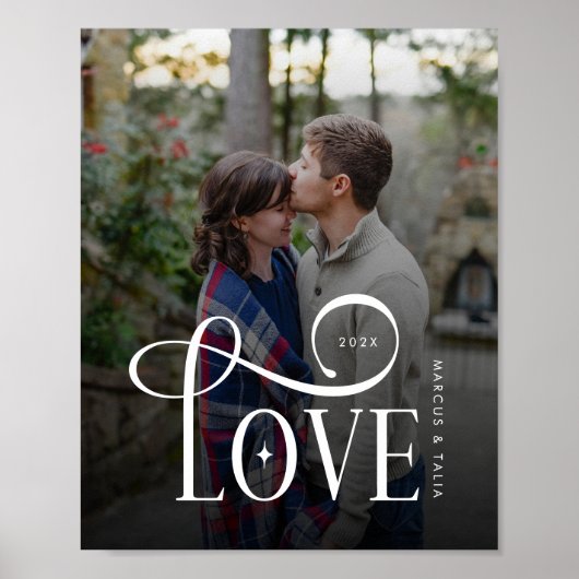 Moderne Script Love Aangepaste Verloving Foto van  Poster (Voorkant)