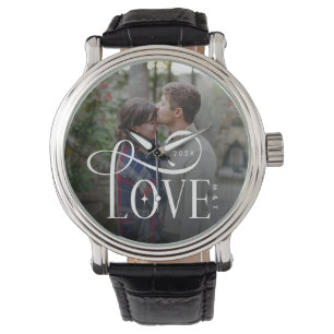 Moderne Script Love Aangepaste Verloving Foto voor Horloge