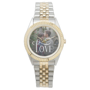 Moderne Script Love Aangepaste Verloving Foto voor Horloge