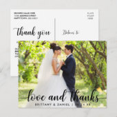 Moderne Script Love and Bedankt Couple Wedding Briefkaart (Voorkant / Achterkant)