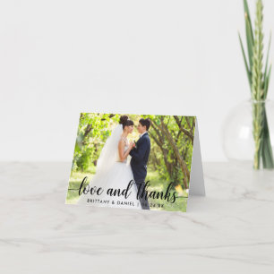 Moderne Script Love and Bedankt Couple Wedding Not