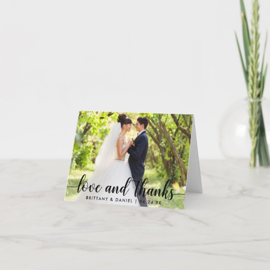 Moderne Script Love and Bedankt Couple Wedding Not (Voorkant)